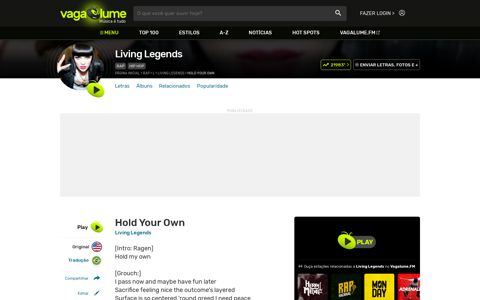 Hold Your Own - Living Legends - VAGALUME