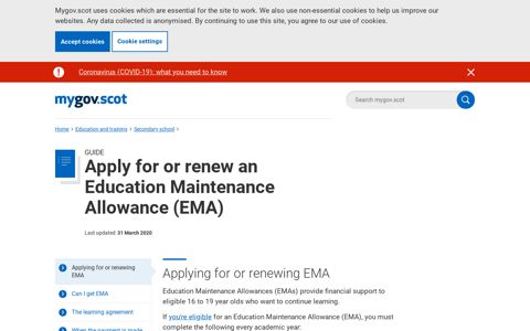 Apply for or renew an Education Maintenance Allowance (EMA)