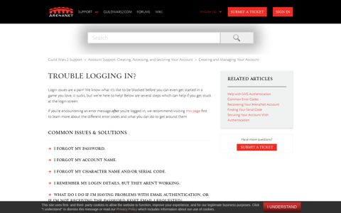 Trouble Logging In? – Guild Wars 2 Support