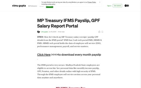 MP Treasury IFMS Payslip, GPF Salary Report Portal | by vimu ...