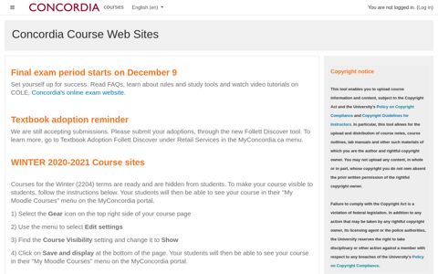 Concordia Course Web Sites - Moodle