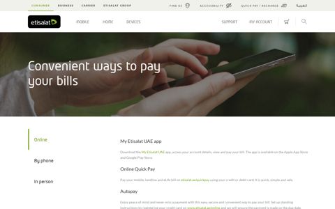 Convenient ways to pay your bills - Etisalat UAE