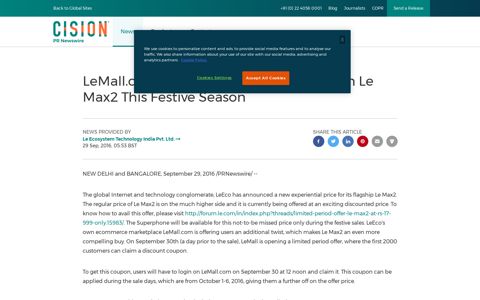 LeMall.com Further Sweetens the Deal on Le Max2 This ...