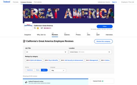Working at California's Great America: 258 Reviews | Indeed ...