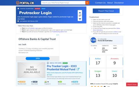 Prutracker Login - Portal Homepage