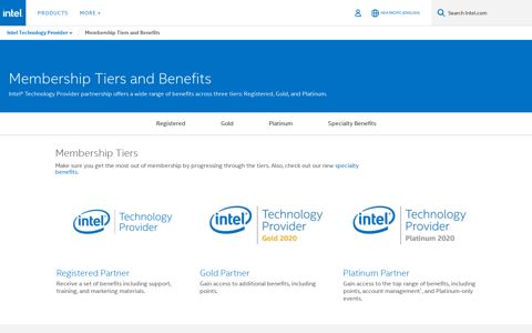 Intel® Technology Provider Membership Tiers and Benefits