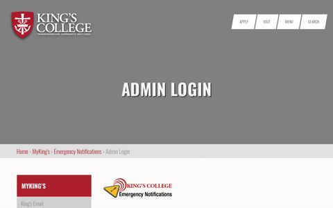 Admin Login | King's College