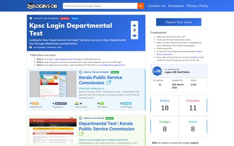 Kpsc Login Departmental Test - Logins-DB