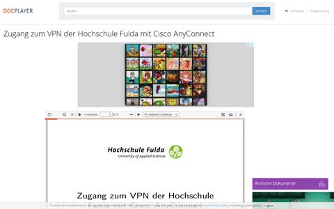 Zugang zum VPN der Hochschule Fulda mit Cisco AnyConnect