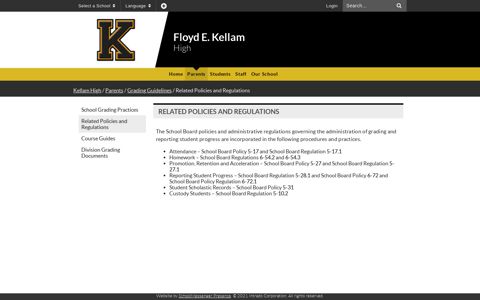 Related Policies and Regulations - Kellam High