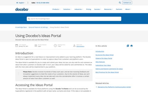 How to Use Docebo's Ideas Portal to Submit Improvement Ideas