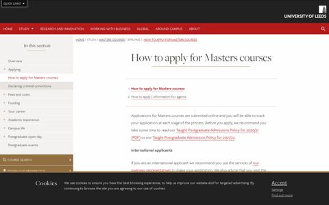 How to apply for Masters courses - University of Leeds