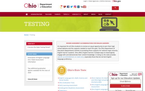 Testing | Ohio Department of Education