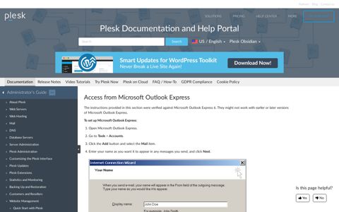 Access from Microsoft Outlook Express | Plesk Obsidian ...