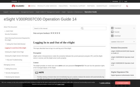 Logging In to and Out of the eSight - eSight V300R007C00 ...