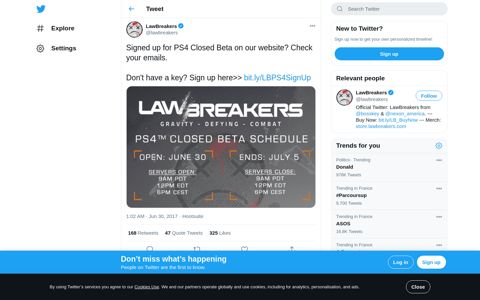 LawBreakers on Twitter: "Signed up for PS4 Closed Beta on ...