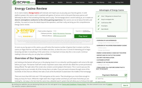 Energy Casino Scam or Not? +++ Our Review 2020 from ...