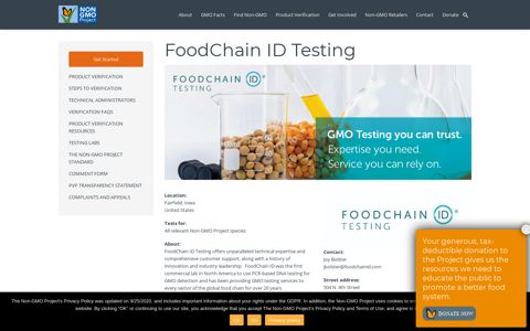 FoodChain ID Testing – The Non-GMO Project