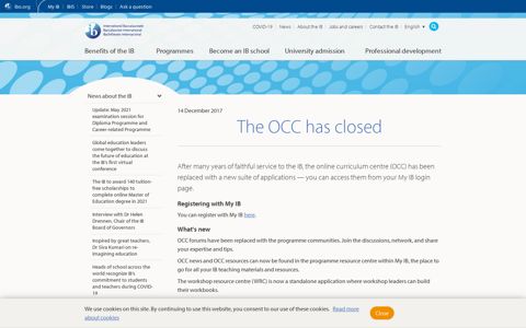 The OCC has closed - International Baccalaureate®