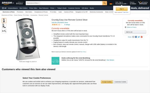 Grundig Easy Use Remote Control Silver: Amazon.de: Elektronik