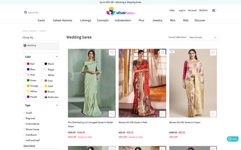 Shop for Designer Indian Wedding Sarees Online I Utsav ...
