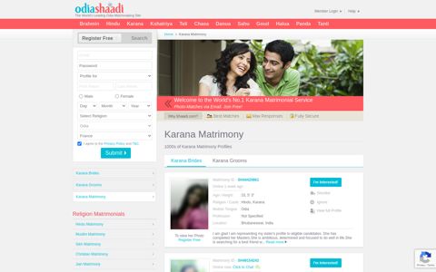 Odiashaadi.com - Karana Matrimony & Matrimonial Site
