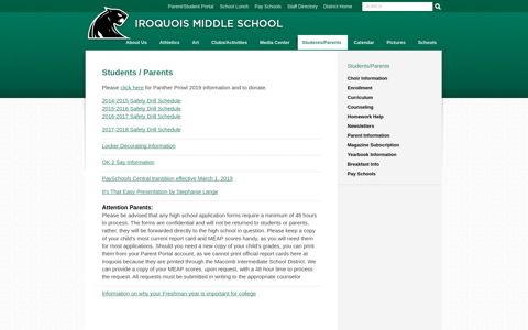 Students/Parents - Iroquois Middle School
