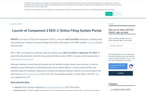 Launch of Component 2 EEO-1 Online Filing System Portal