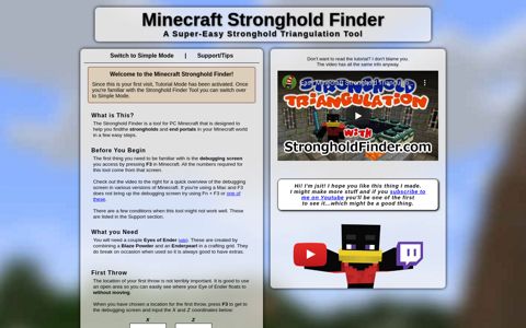 Minecraft Stronghold Finder