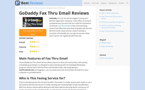 GoDaddy Fax Thru Email Reviews