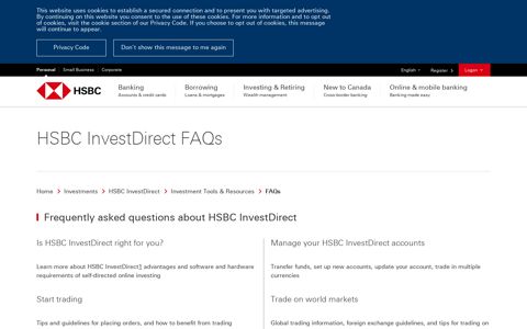 FAQs | HSBC InvestDirect | HSBC Canada
