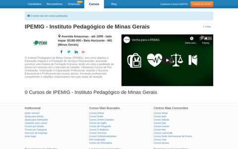 IPEMIG - Instituto Pedagógico de Minas Gerais Cursos