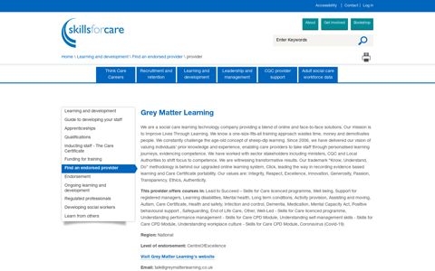 Grey Matter Learning - Skills for Care