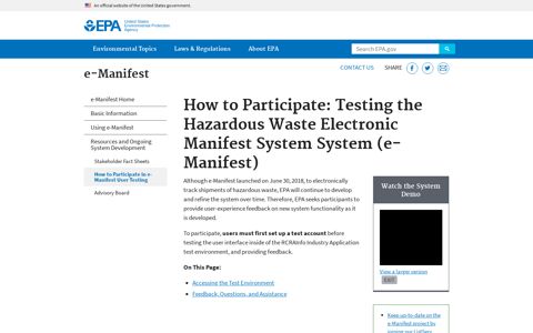 How to Participate: Testing the Hazardous Waste ... - EPA