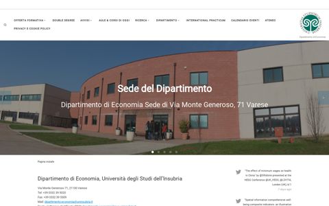Dipartimento di Economia - Università dell'Insubria (VARESE)