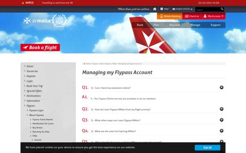 Managing my Flypass Account - Air Malta