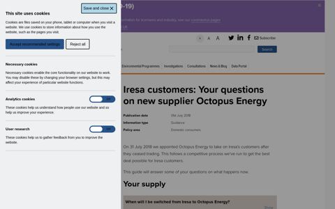 Iresa customers: Your questions on new supplier Octopus ...