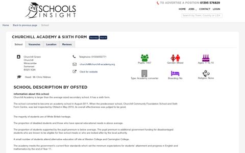 Churchill Academy & Sixth Form, Winscombe | Schools Insight