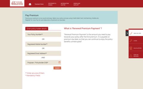 FGLI - the customer portal of Future Generali Life Insurance