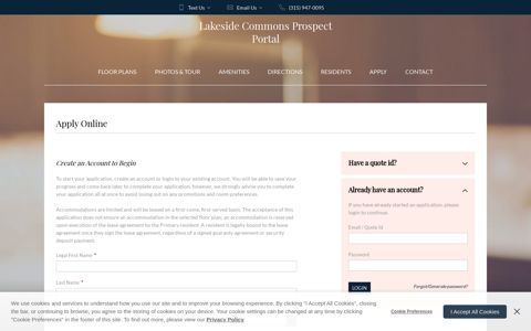 Apply Online - Lakeside Commons Prospect Portal - Entrata
