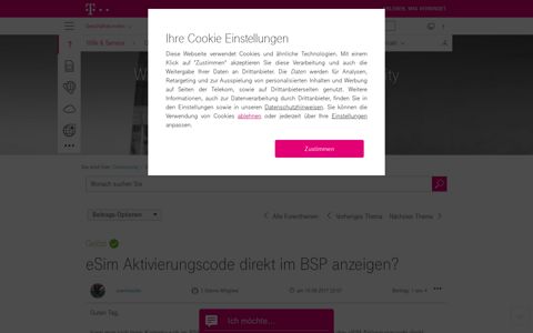 eSim Aktivierungscode direkt im BSP anzeigen? - Telekom ...