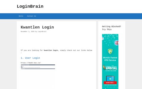 Kwantlen - User Login - LoginBrain