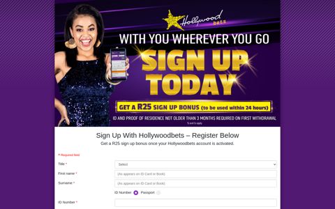 Sign Up With Hollywoodbets – Register Below