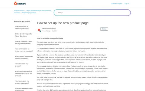 How to set up the new product page – Support Hotmart