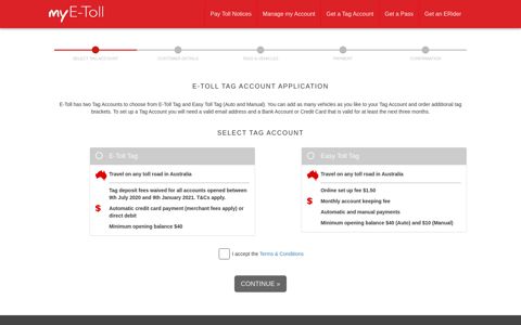 e-toll tag account application