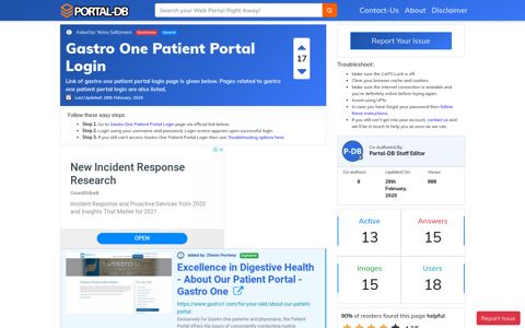 Gastro One Patient Portal Login - Portal-DB.live