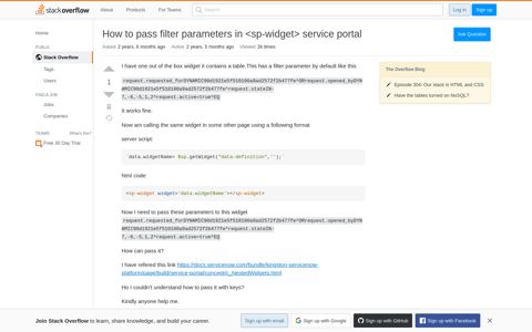 How to pass filter parameters in <sp-widget> service portal ...