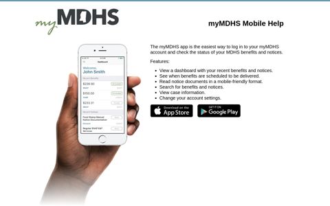 myMDHS Mobile Help - NSPARC