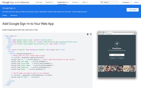Add Google Sign-In to Your Web App - Google Developers