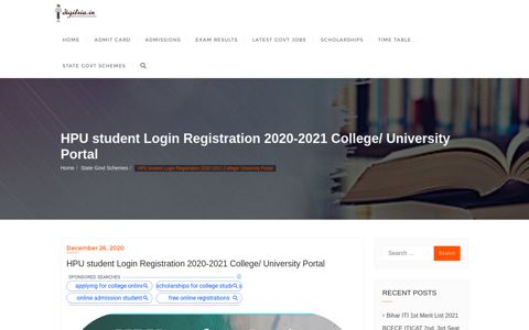HPU student Login Registration www.hpuniv.co.in college ...